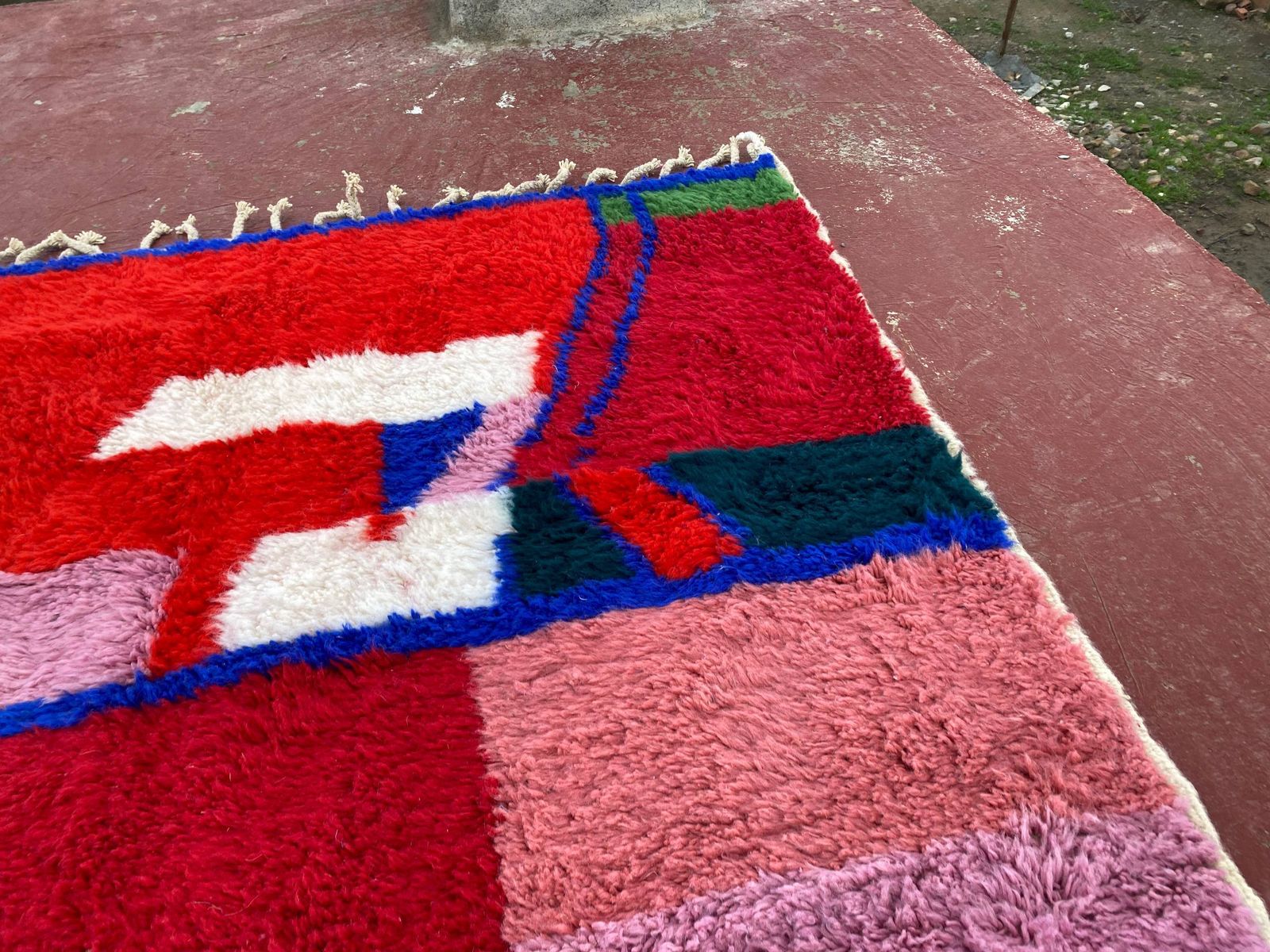 630.0 Contemporary Moroccan Beni Ouarain Rug 300x200cm – Bold Abstract Multicolour Wool Carpet photo