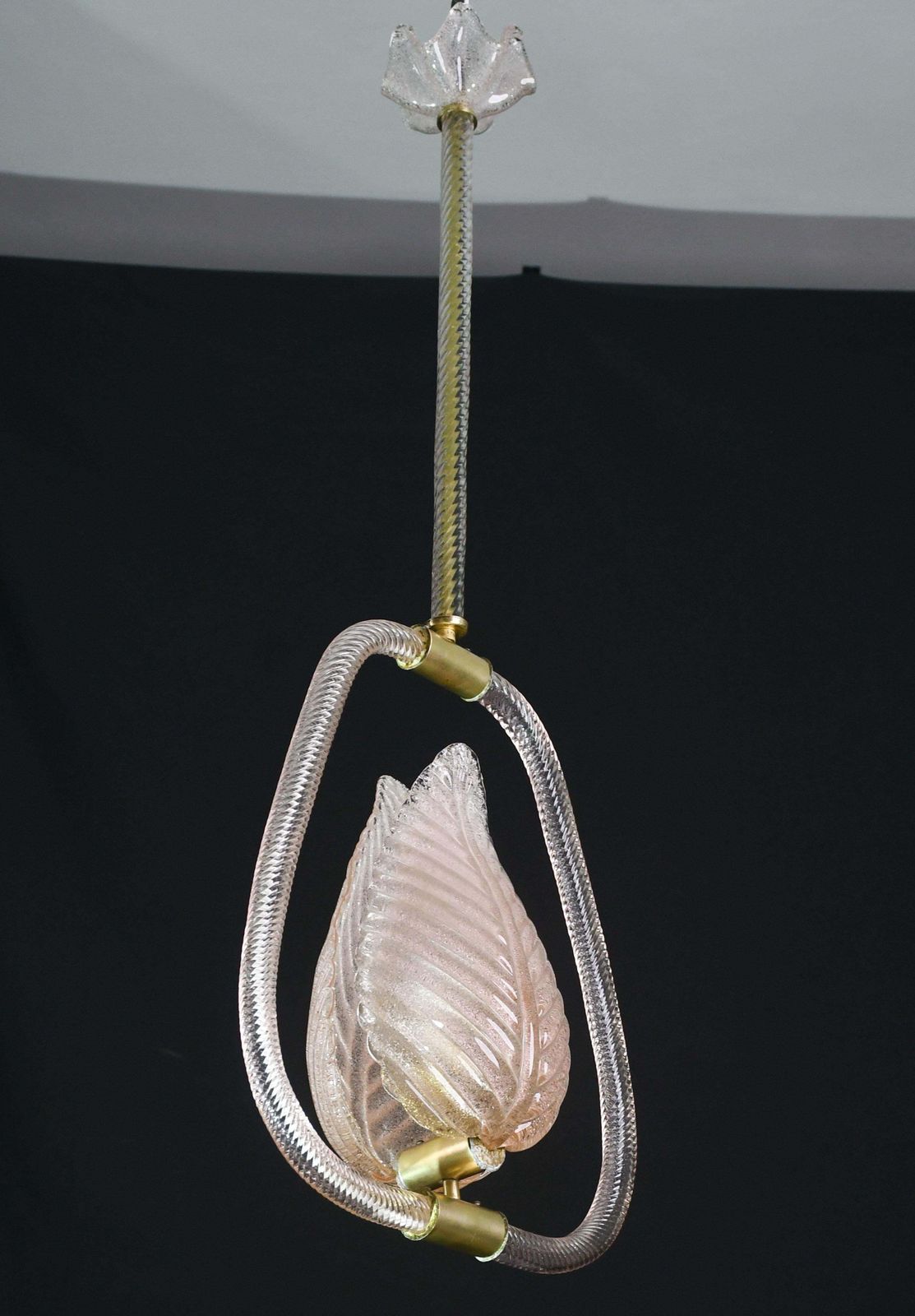 Elgant Pink Art Decò Barovier E Toso Pendant Light Murano Glass, 1940s photo furniture
