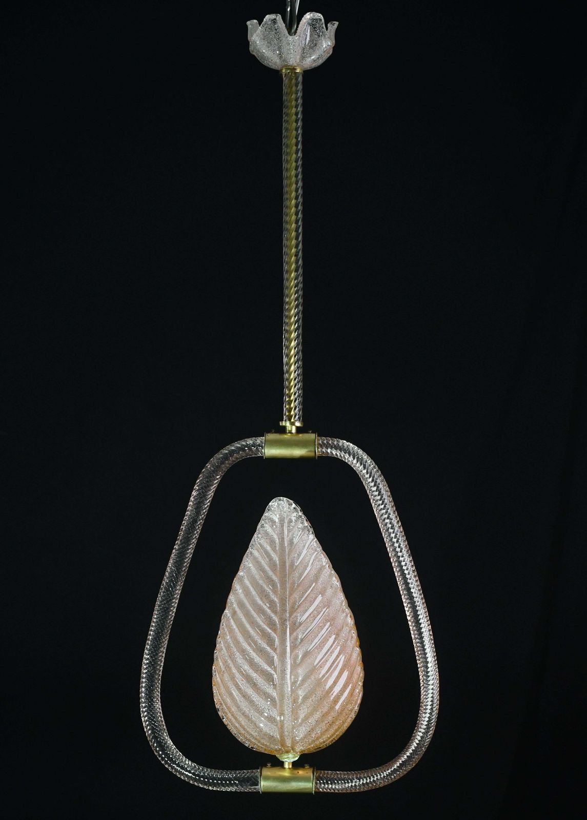 photo for sale Elgant Pink Art Decò Barovier E Toso Pendant Light Murano Glass, 1940s