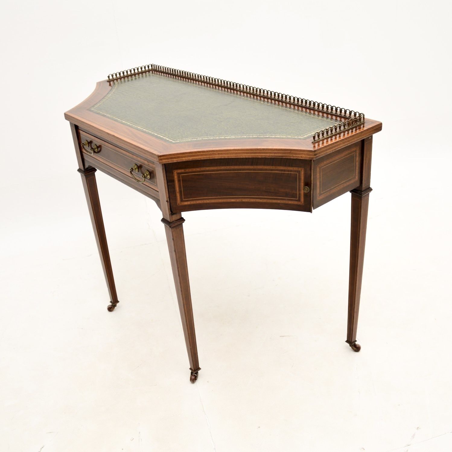 photo for sale Antique Edwardian Inlaid Mahogany Writing Table / Desk