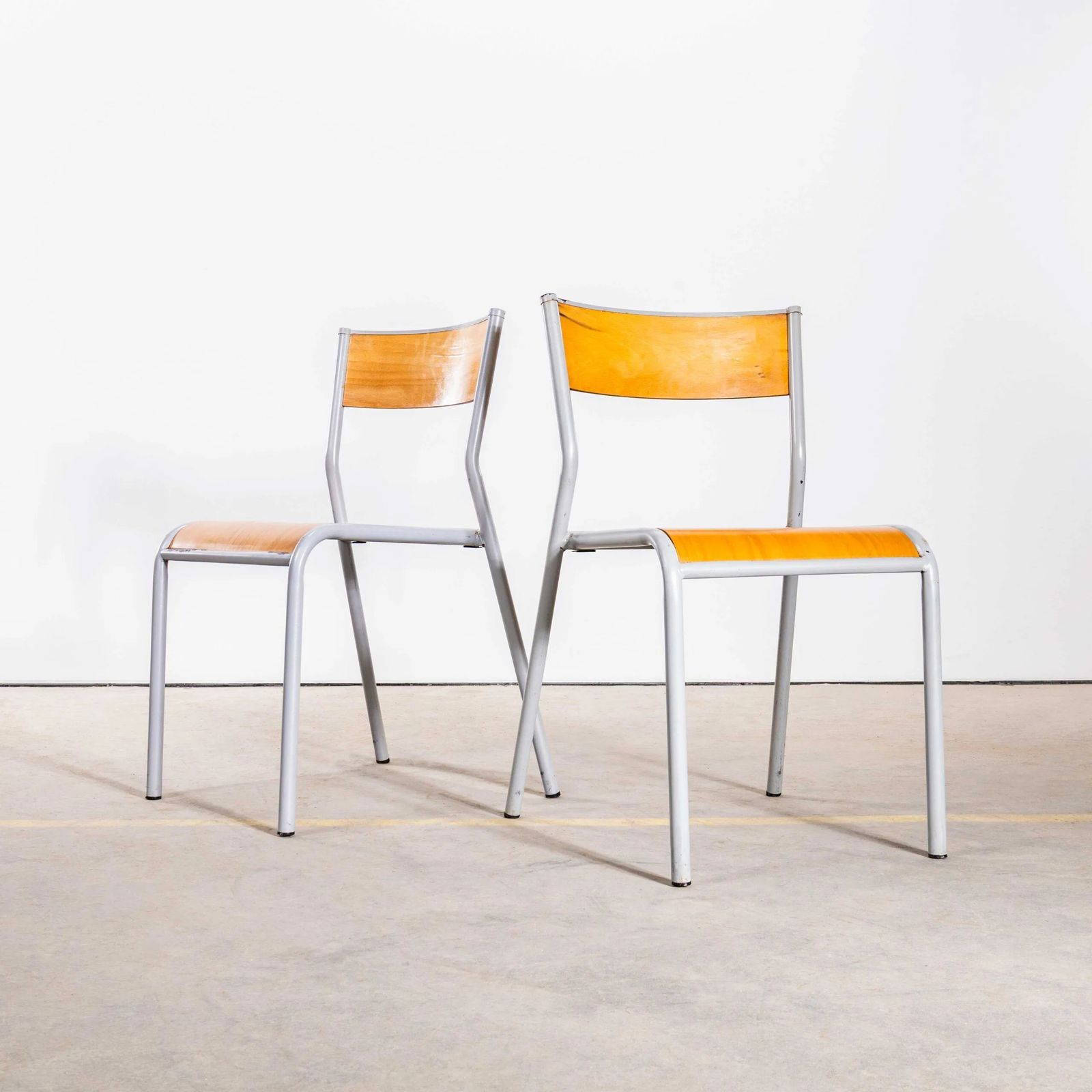 1950’s French Mullca Stacking Dining Chairs – Grey Wide Seat 510 – Set Of Nine photo furniture
