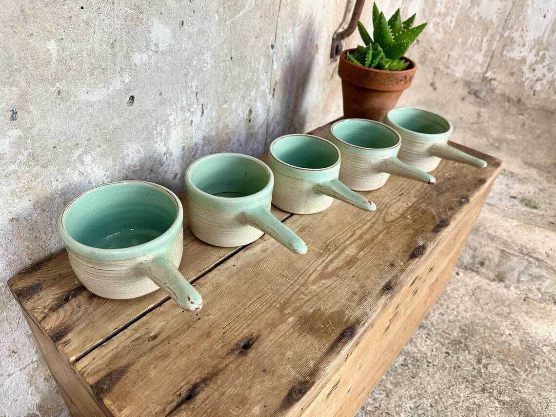 Set Of 5 X Vintage Studio Pottery Soup Crocks Bowls Mugs photo Home Decor