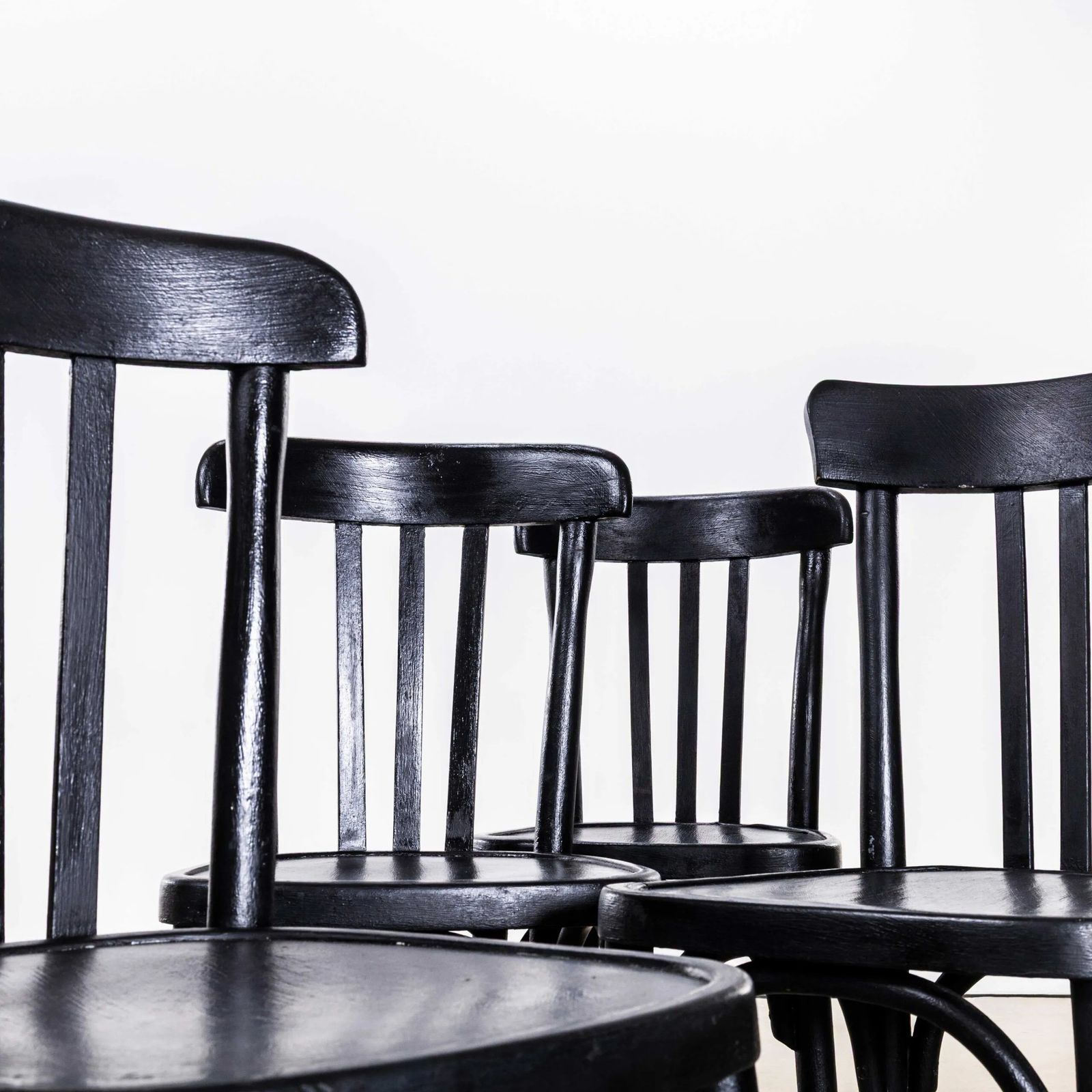 1940’s Tall Dark Oak Bentwood Dining Chairs  Set Of Four photo 744.0