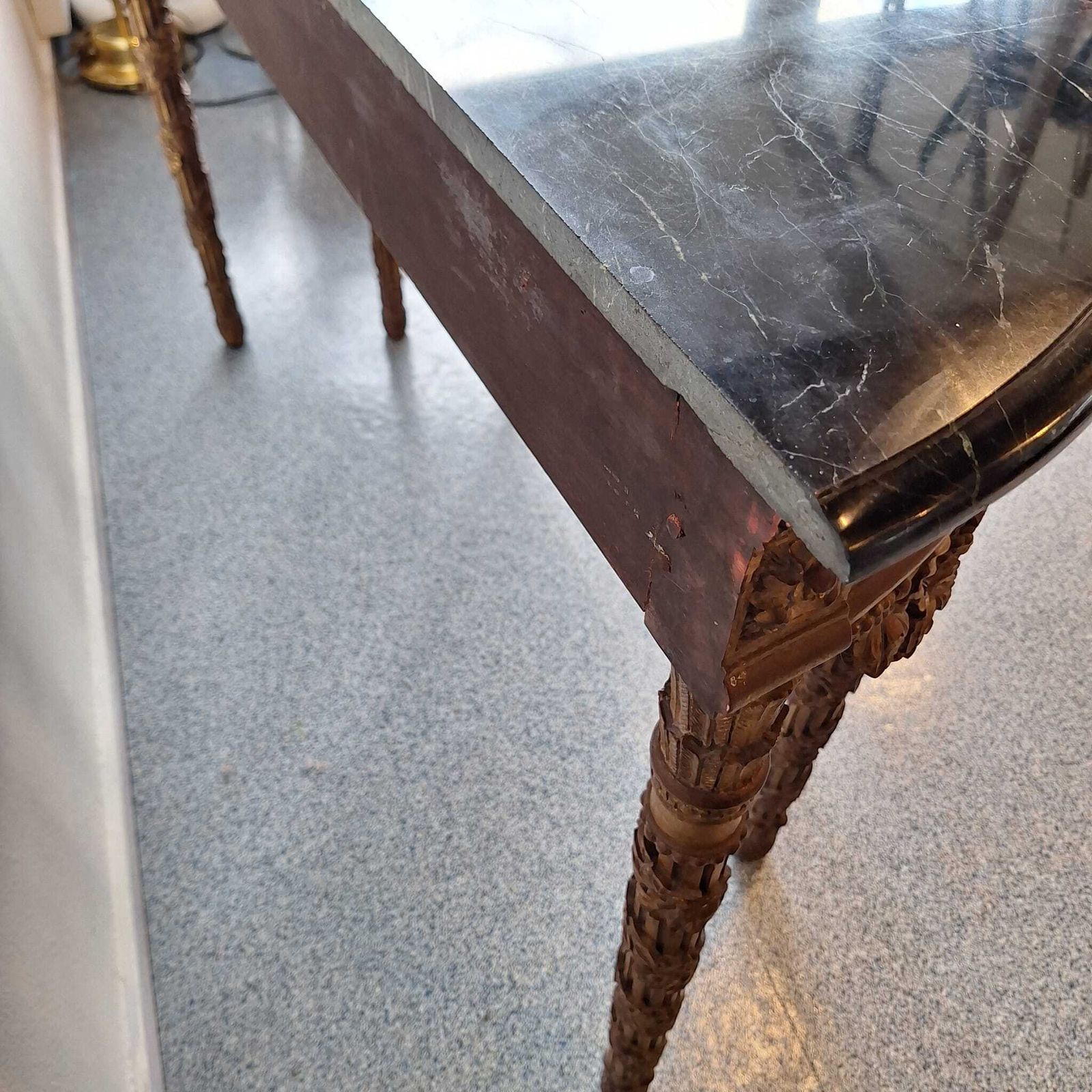 French Baroque Half Moon Wall Console With Marble Top And Six Legs photo furniture