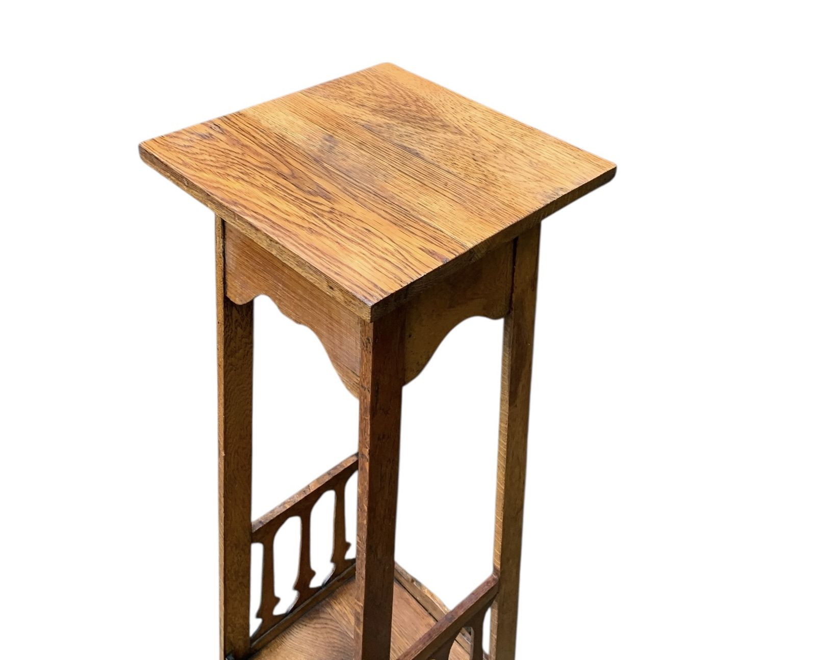 Arts And Crafts Oak Pedestal Display Jardiniere Stand photo furniture