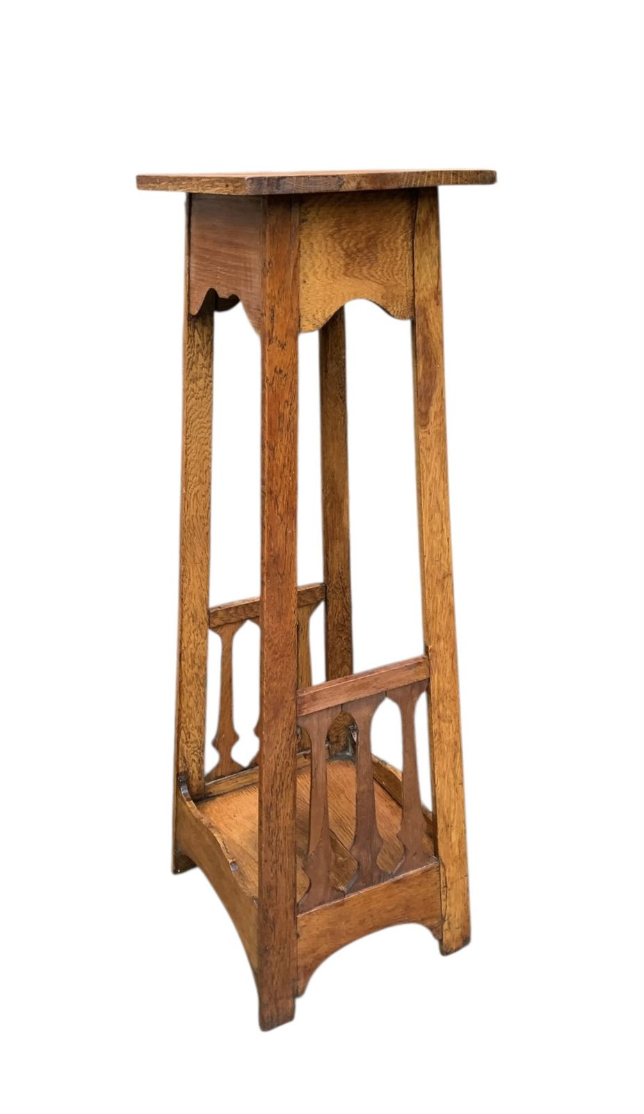 Arts And Crafts Oak Pedestal Display Jardiniere Stand photo for sale