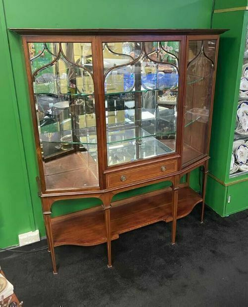 Fine 19th C. Mahogany Inlaid Mirrored Display Cabinet