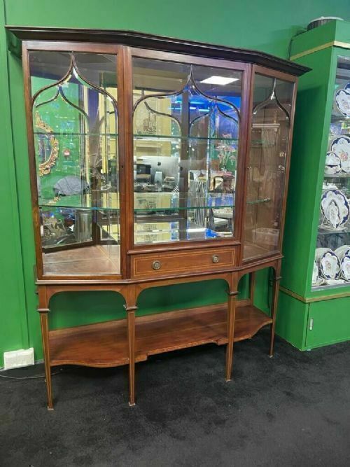 Fine 19th C. Mahogany Inlaid Mirrored Display Cabinet photo furniture