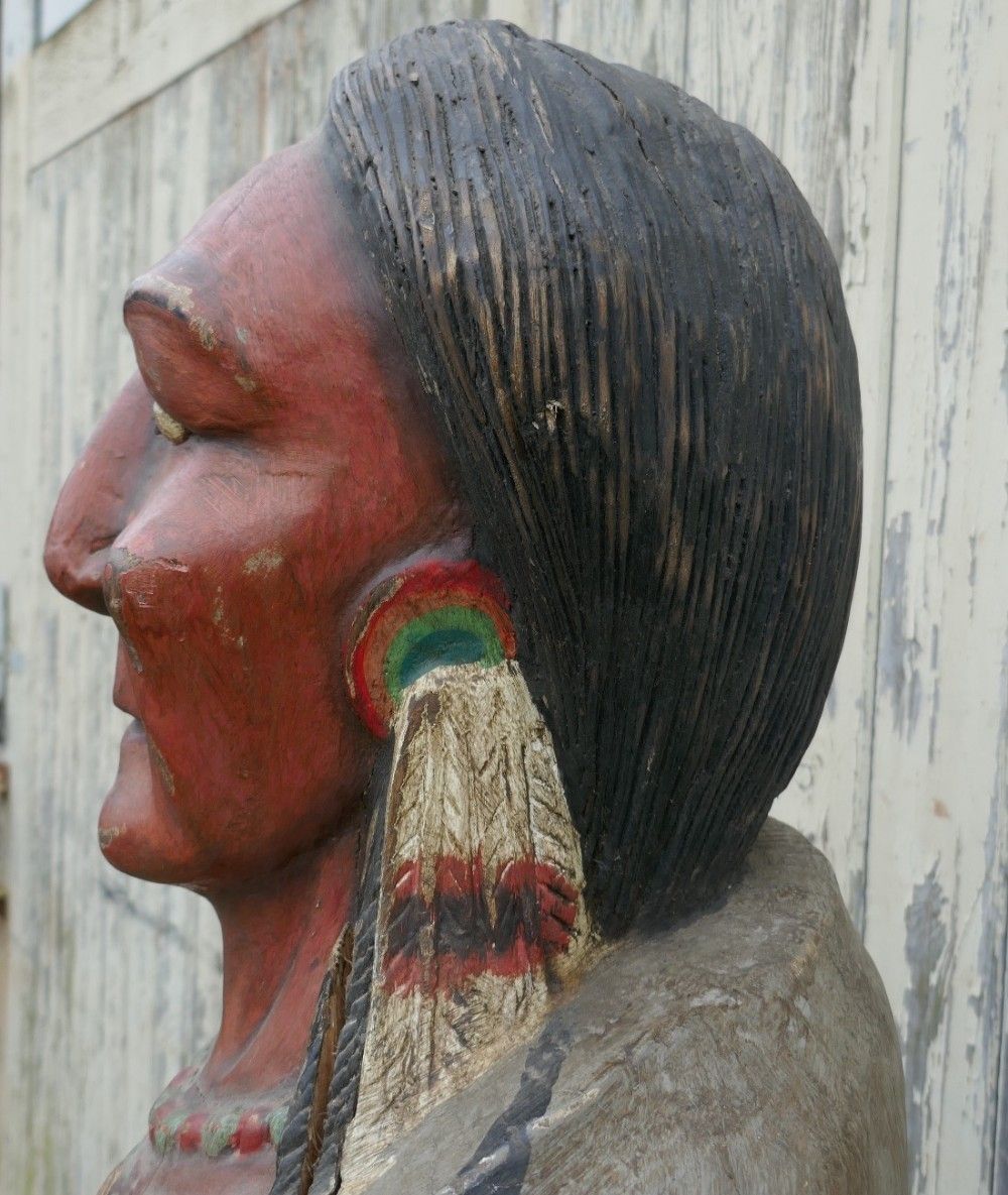 Large Carved Cigar Store Native American Indian, Shop Trade Sign photo buy