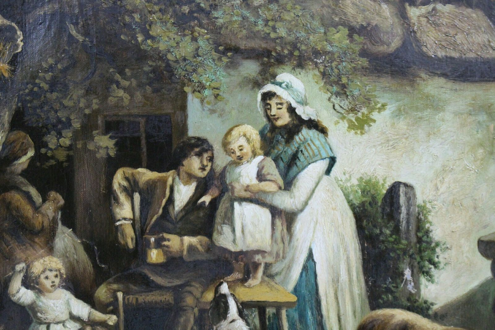 Early 19th C. Country Genre Scene Oil On Canvas photo for sale