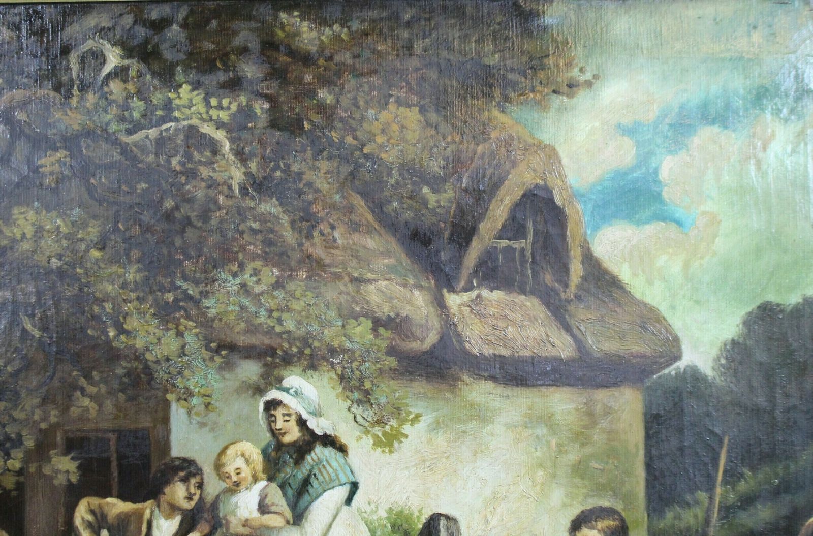 Early 19th C. Country Genre Scene Oil On Canvas photo 450.0