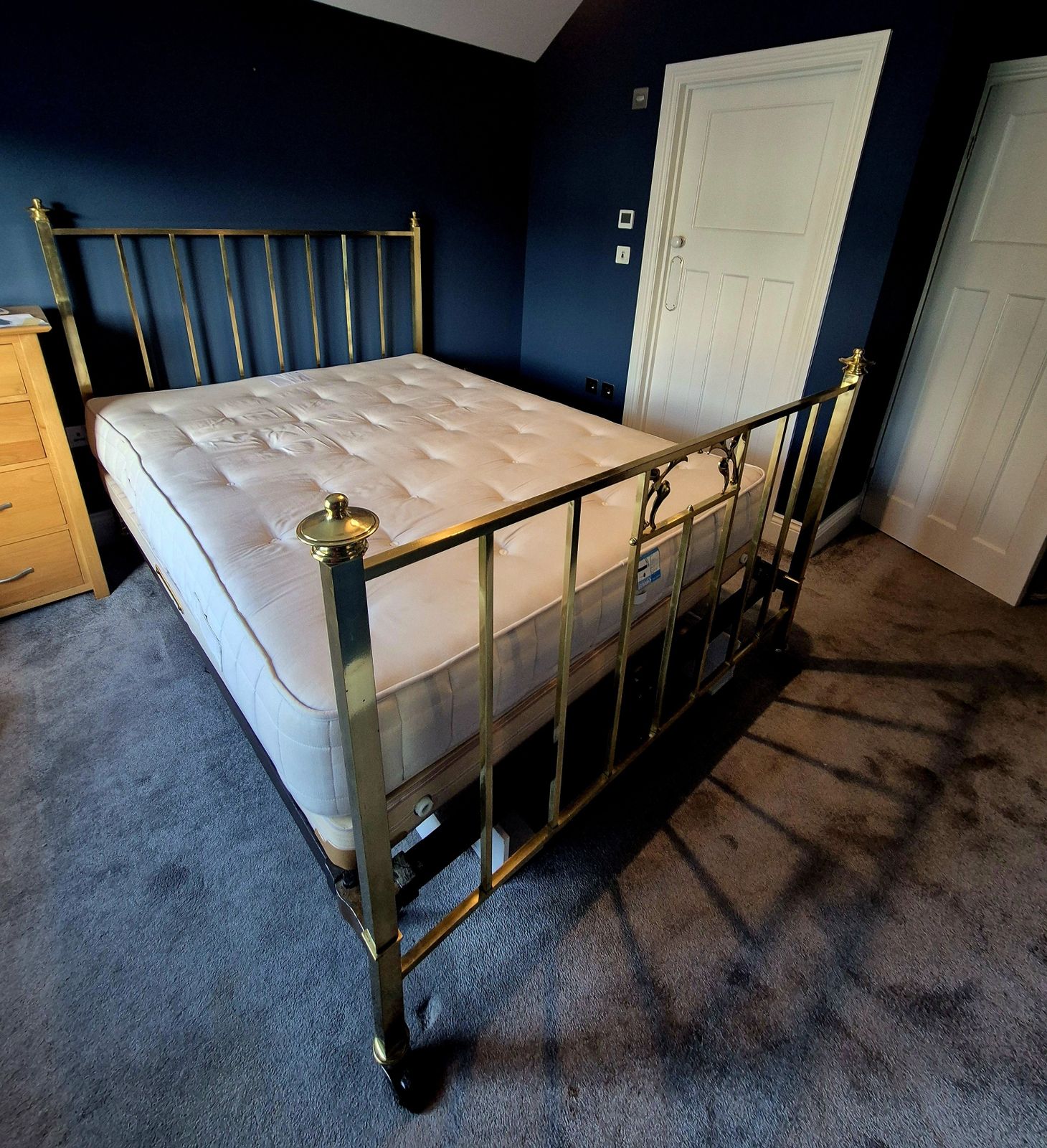 Antique James Shoolbred & Co Kingsize Brass Bed F W/ John Lewis Ortho Mattress photo furniture