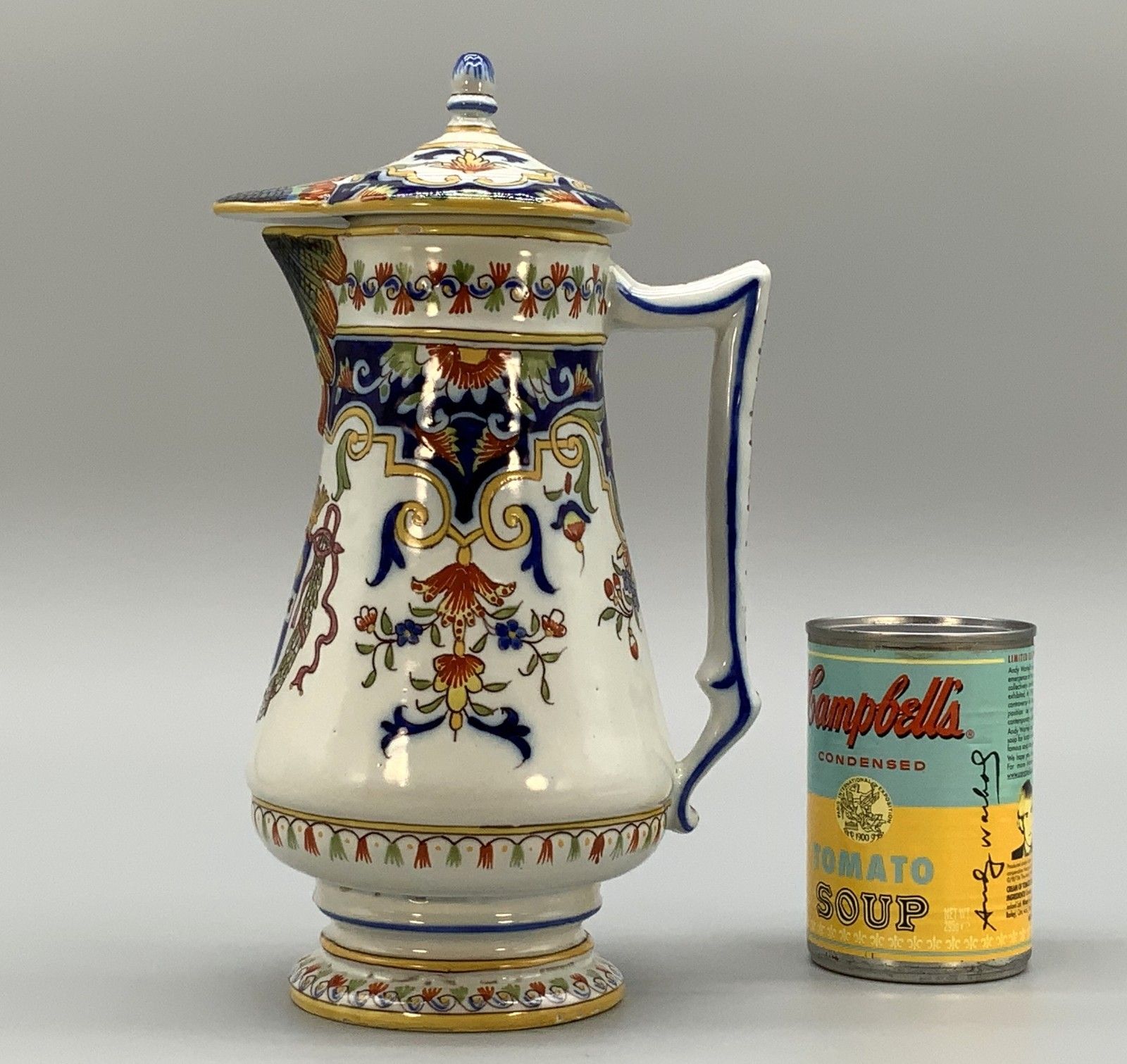 Pitcher Coffee Pot Faience French Cherbourg Polychrome Coat Of Arms Ceramic Jug photo Home Decor