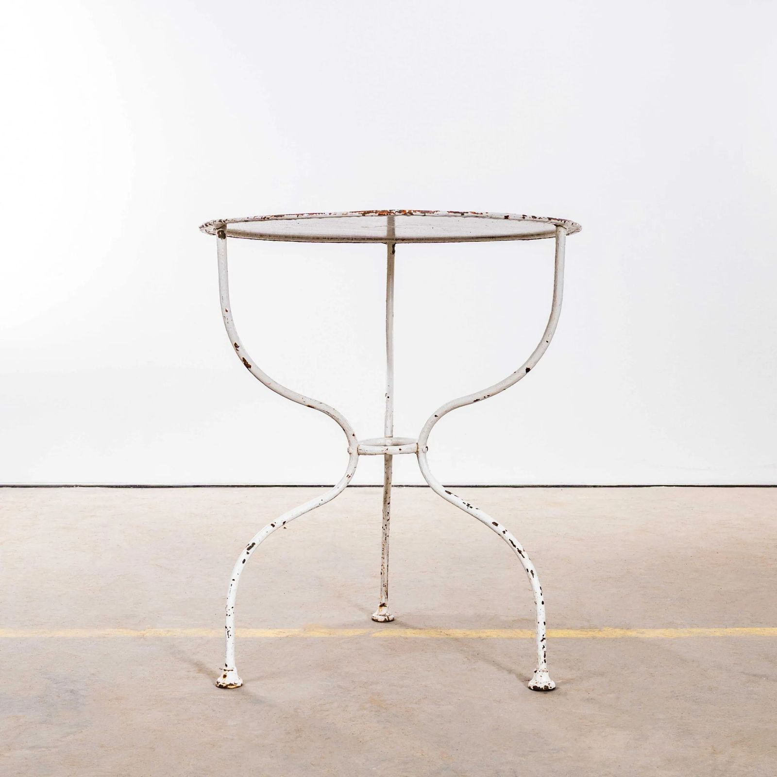 1950’s French White Metal Round Small Gueridon Table