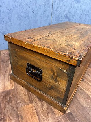 An Antique Blanket Storage Box Chest Trunk In Pine Stamped G Wood photo 150.0