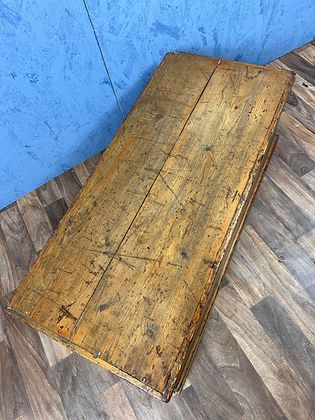 An Antique Blanket Storage Box Chest Trunk In Pine Stamped G Wood photo vinterior