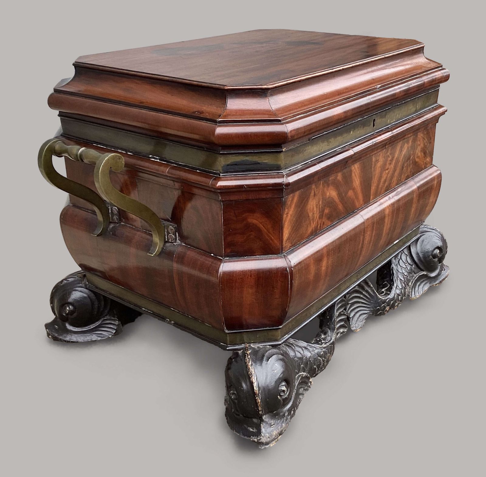 Magnificent Regency Mahogany Sarcophagus Form Wine Cooler / Cellarette photo furniture