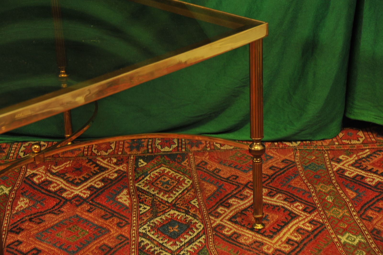 A Vintage French Mid C Maison Jansen Brass And Glass Table photo vinterior