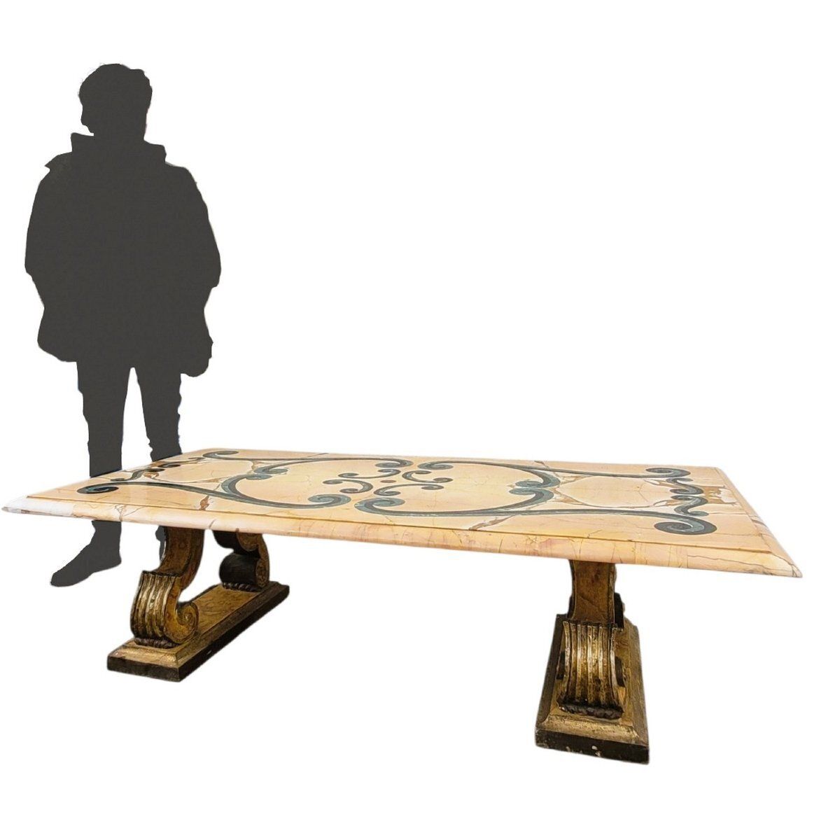 photo furniture Important Coffee Table In Marble And Gilded Wood, Late 19th/Early 20th Century