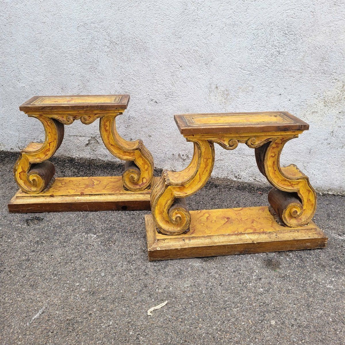 Furniture Important Coffee Table In Marble And Gilded Wood, Late 19th/Early 20th Century photo