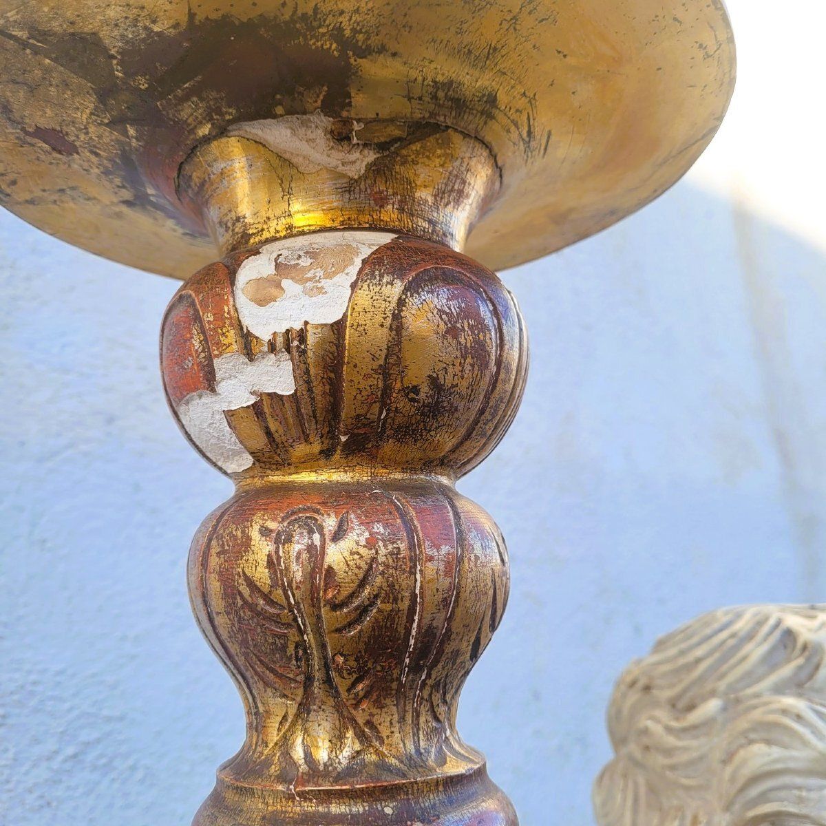 Putto Torch Holder In Lacquered And Gilded Wood, H158cm, Italy Late 17th/Early 18th Century photo furniture