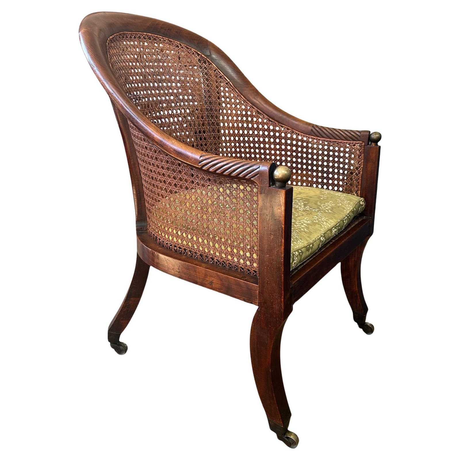 Regency Faux Rosewood Bergere Arm Chair