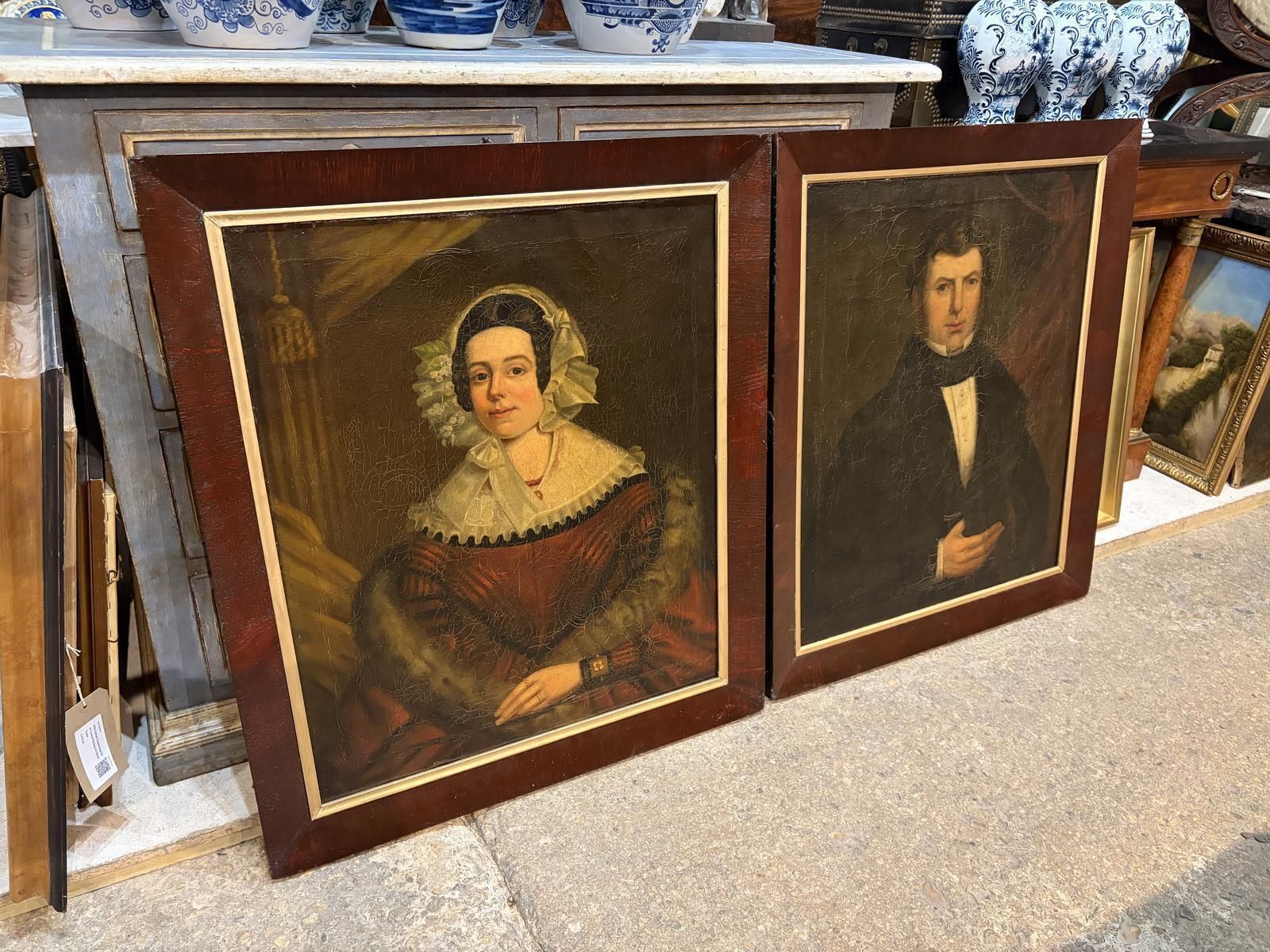 Pair Of 19th Century Oil On Canvas Portraits photo for sale