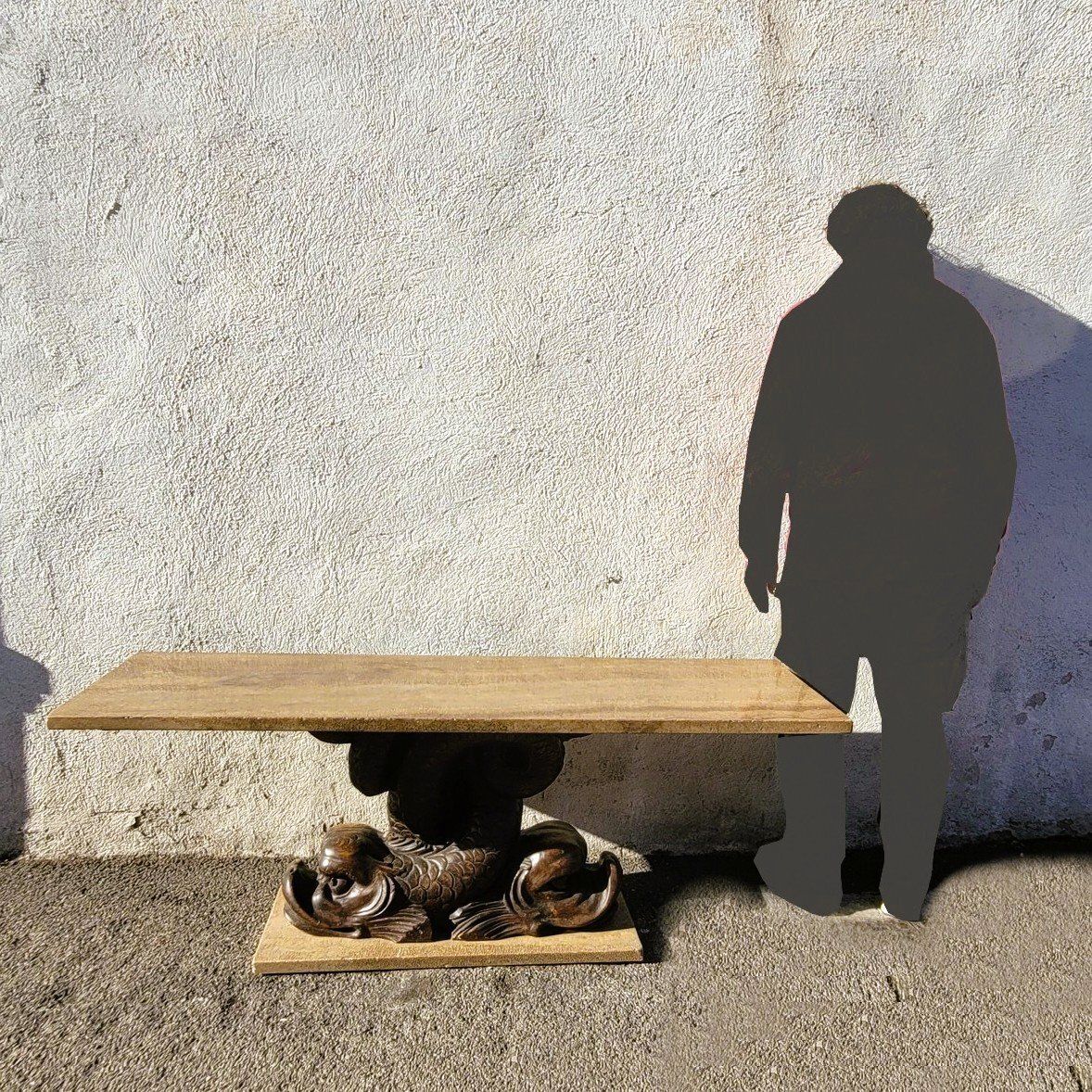 Coffee Table, 160cm Long, Marbre And Carved Wood, 18th Century photo Furniture