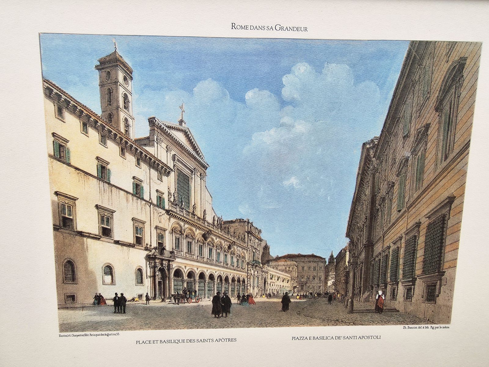 Art Rare Set Of 4 Wood Framed Colour Lithographs Of Rome In 1870 By Benoist photo