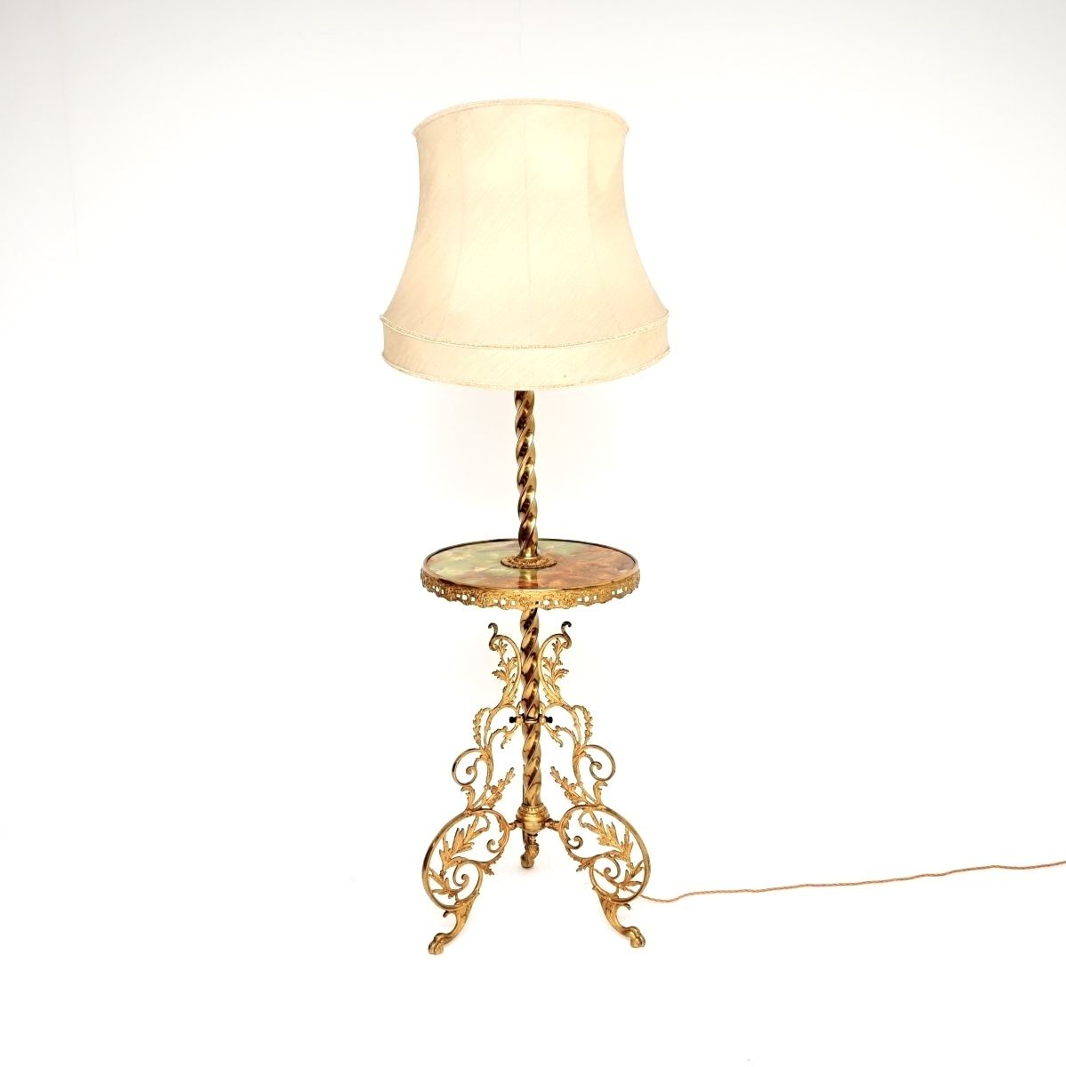 Antique French Onyx And Brass Floor Lamp photo for sale