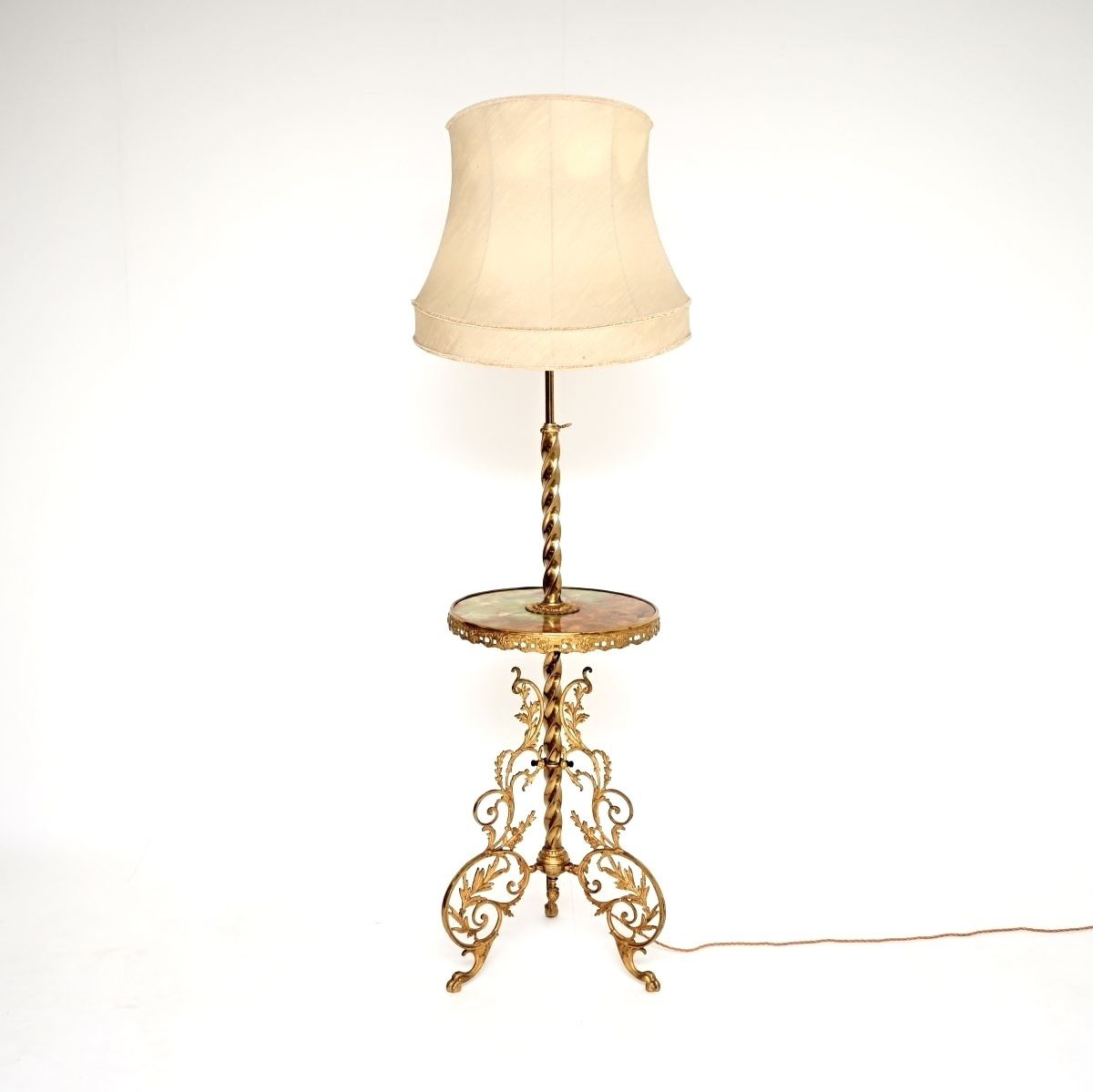 photo furniture Antique French Onyx And Brass Floor Lamp