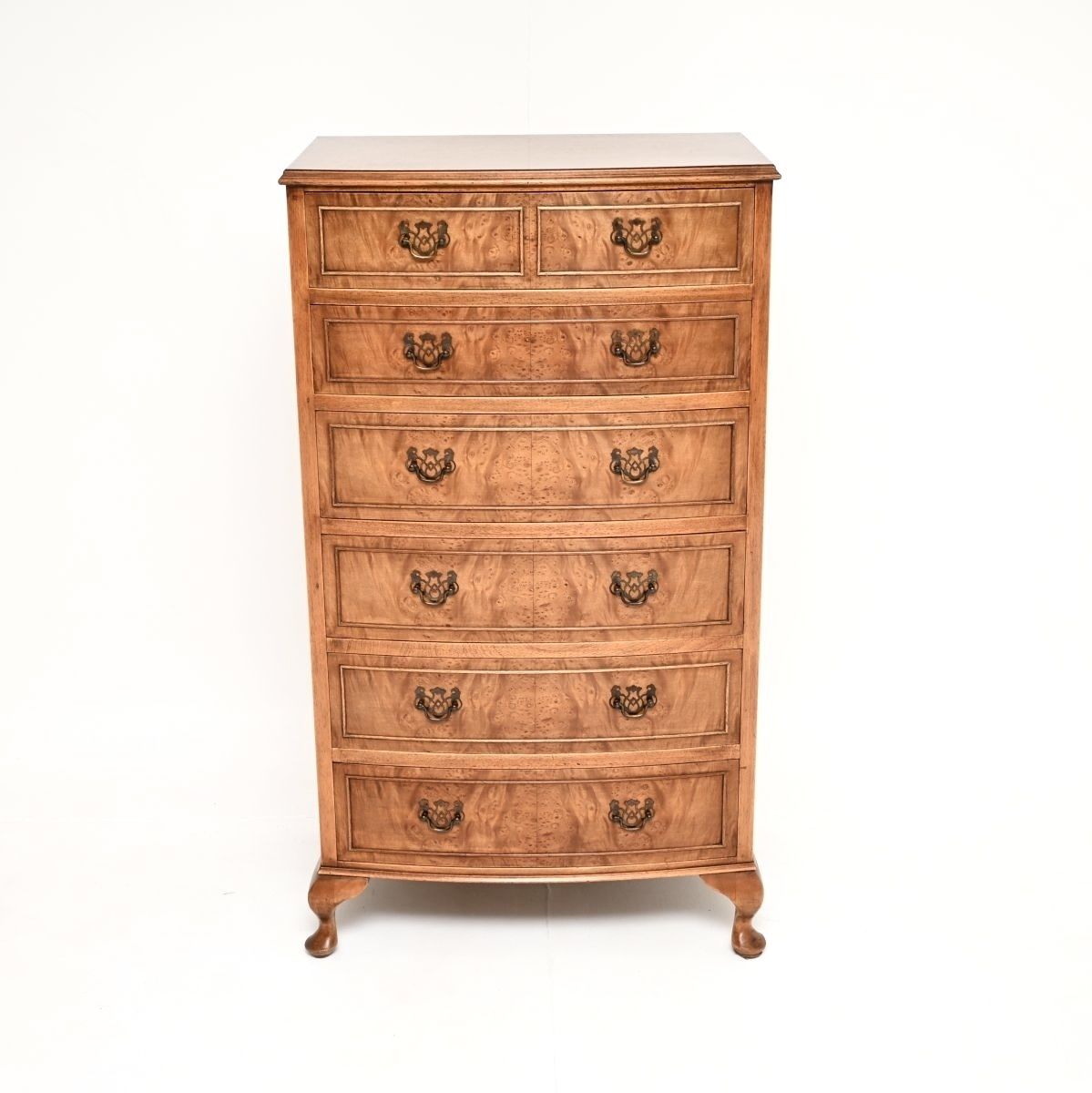 Antique Bow Front Burr Walnut Chest Of Drawers photo furniture