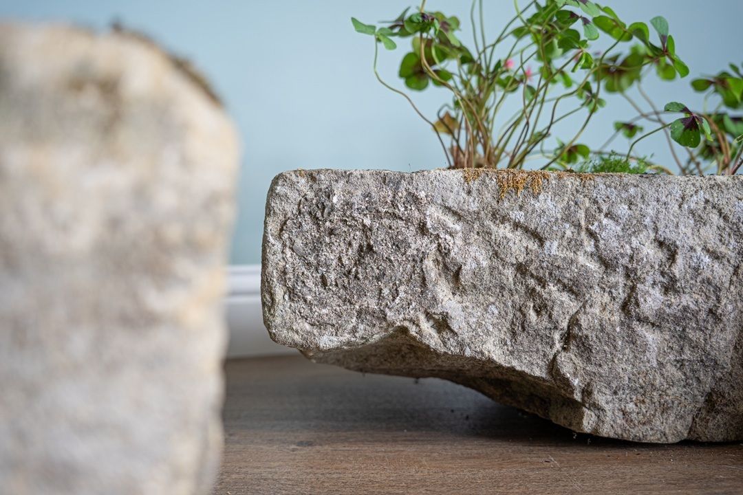 Set Of Antique Stone Garden Planters photo vinterior
