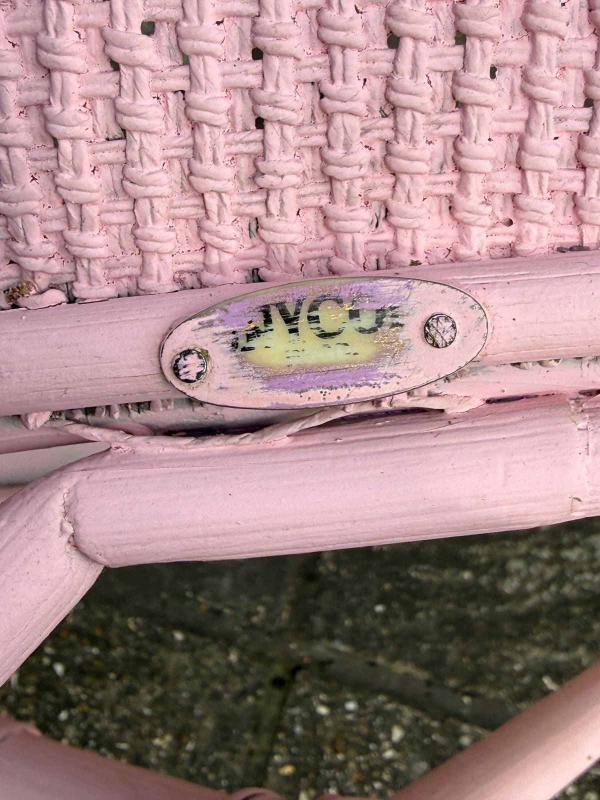 Vintage 1950s Child's Pink Lloyd Loom Style Tub Chair With Woven Seat photo for sale