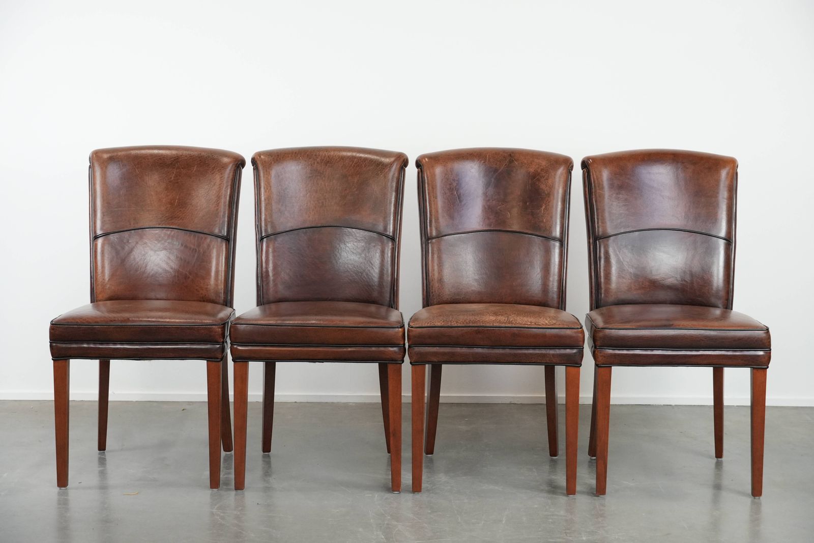 Comfortable Set Of 4 Beautiful Sheepskin Dining Chairs With Character And Beautiful Warm Colors photo furniture