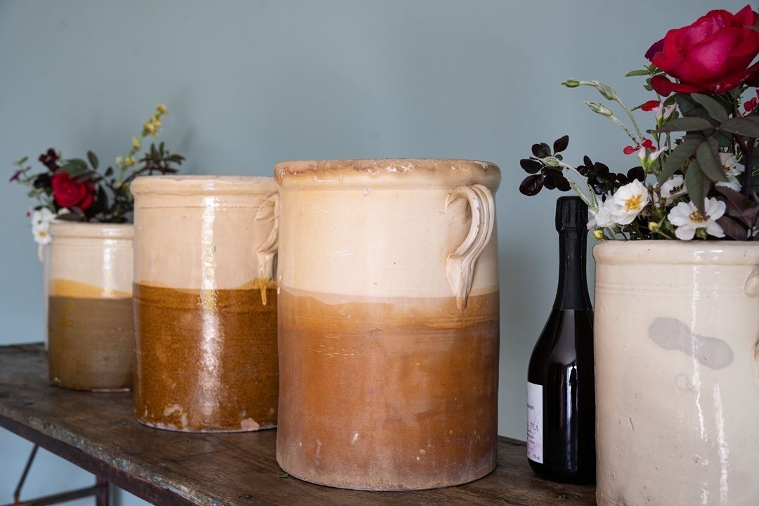 Trio Of Two Toned Antique Italian Puglia Pots photo Home Decor