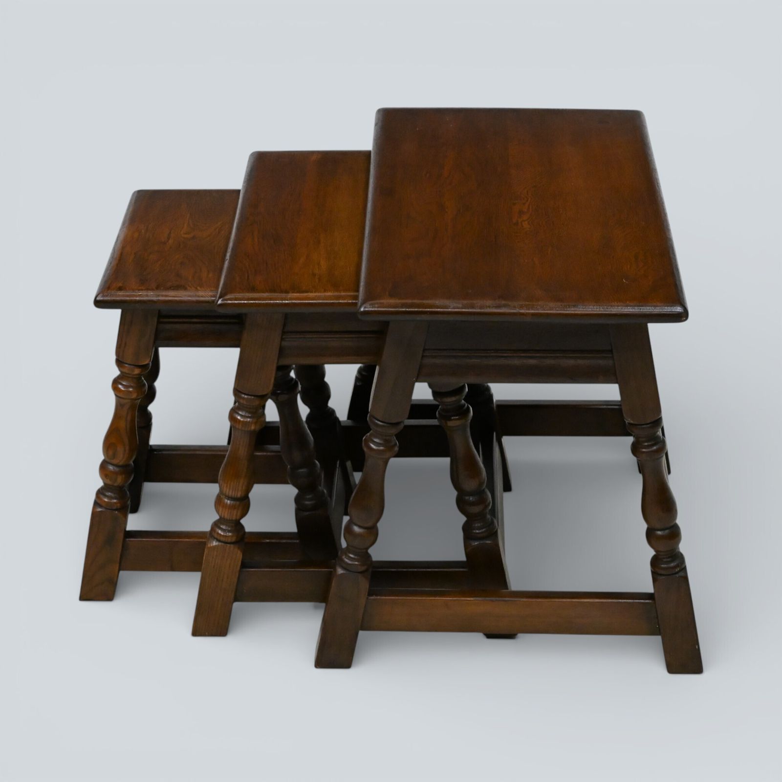 Old Charm Nest Of Tables Solid Oak Model 1494 Gold Badge Finish Free Delivery photo for sale