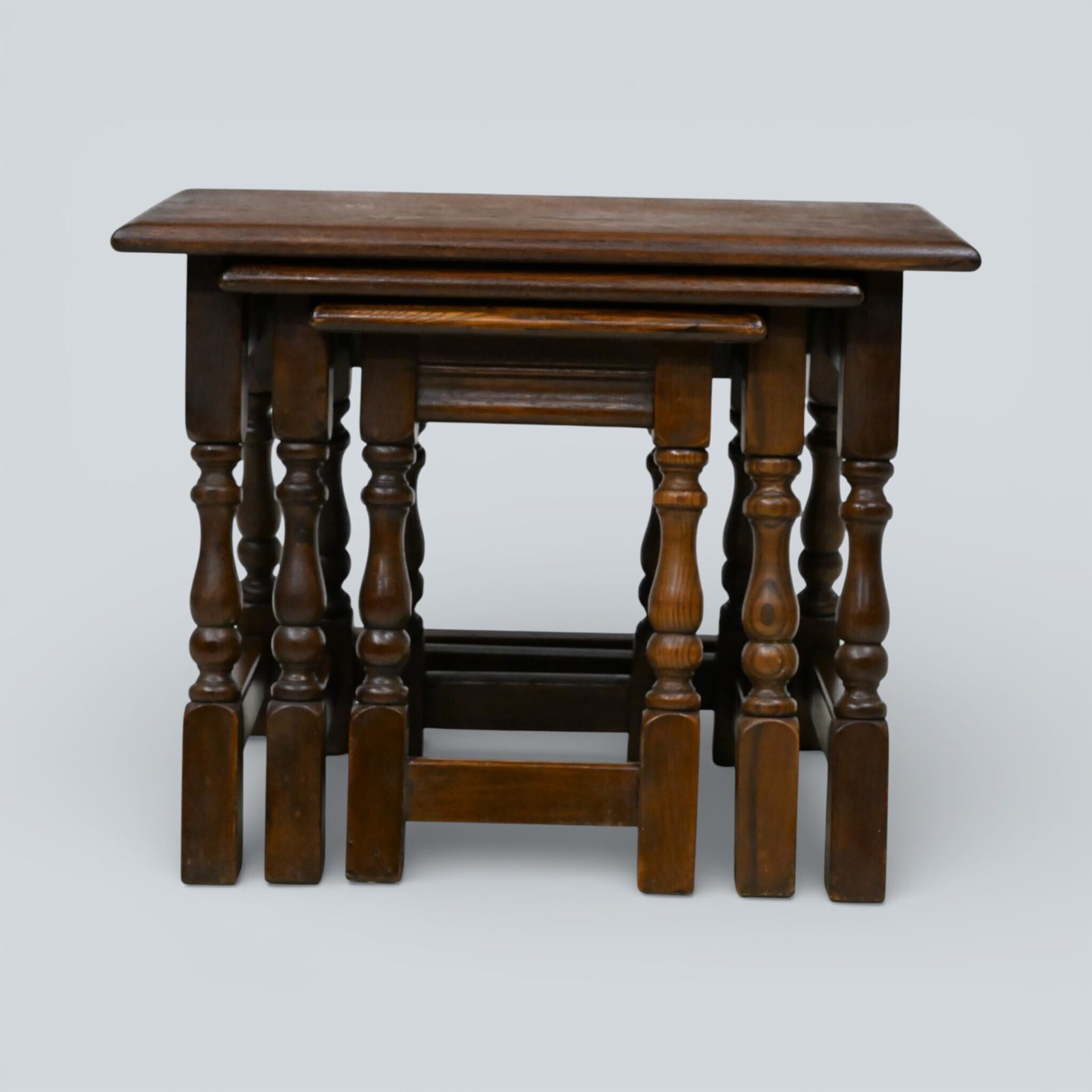 photo furniture Old Charm Nest Of Tables Solid Oak Model 1494 Gold Badge Finish Free Delivery