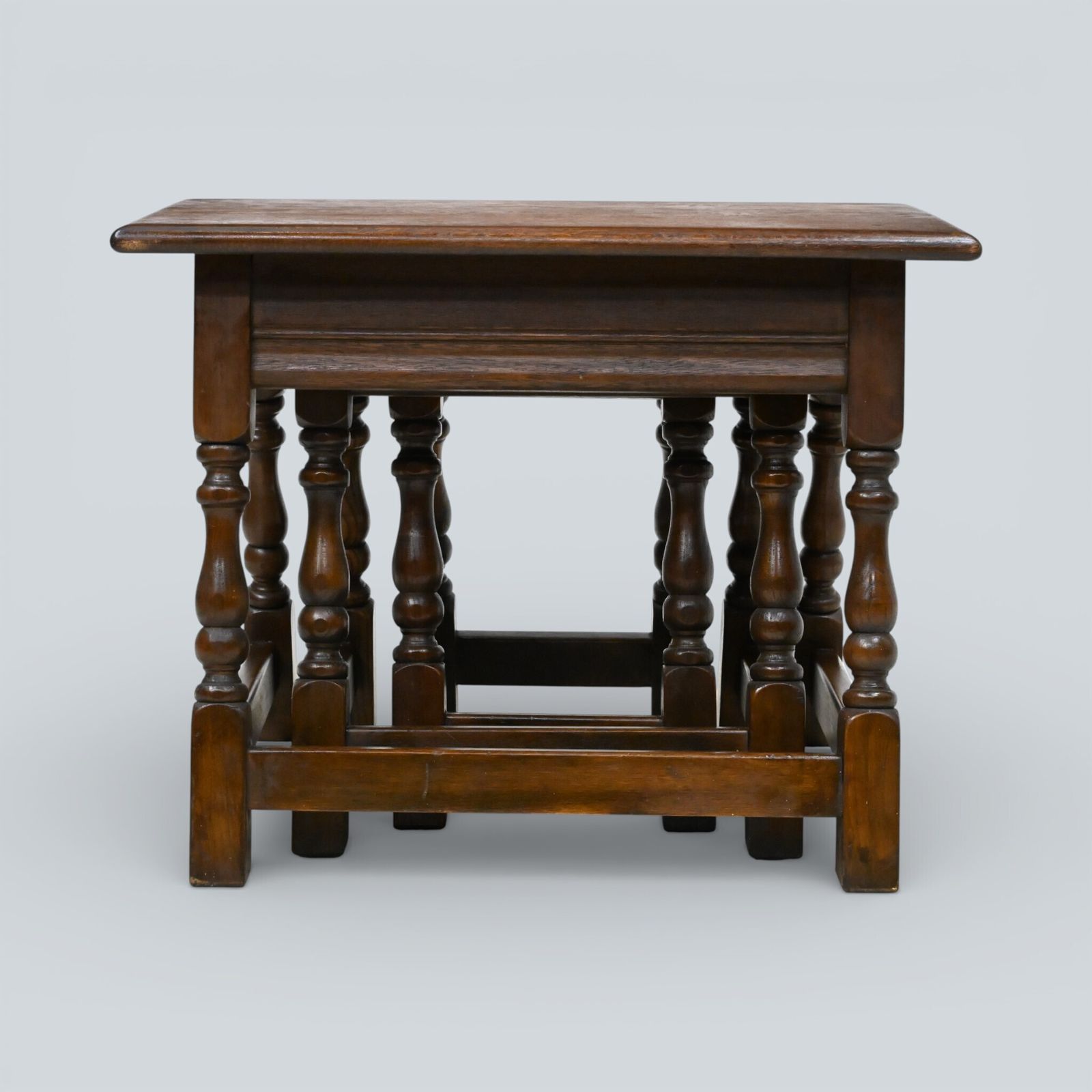 Furniture Old Charm Nest Of Tables Solid Oak Model 1494 Gold Badge Finish Free Delivery photo