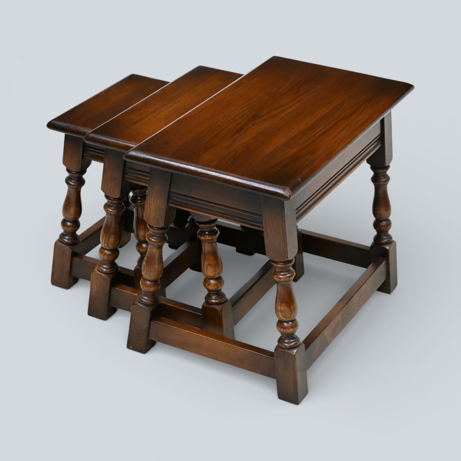Old Charm Nest Of Tables Solid Oak Model 1494 "Tudor Brown" Finish Free Delivery photo Furniture