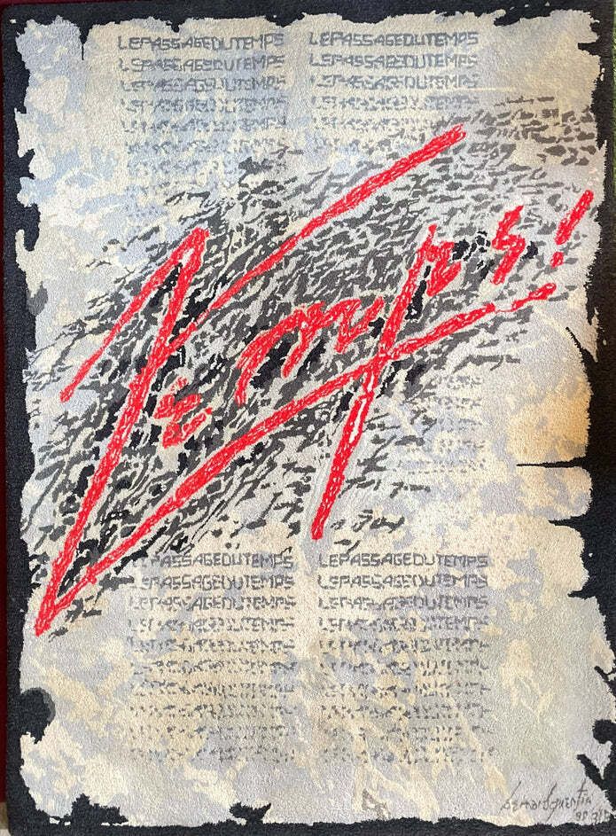 photo vinterior Bernard Quentin Le Passage Du Temps Hand Tufted Wool Art Tapestry France 1998