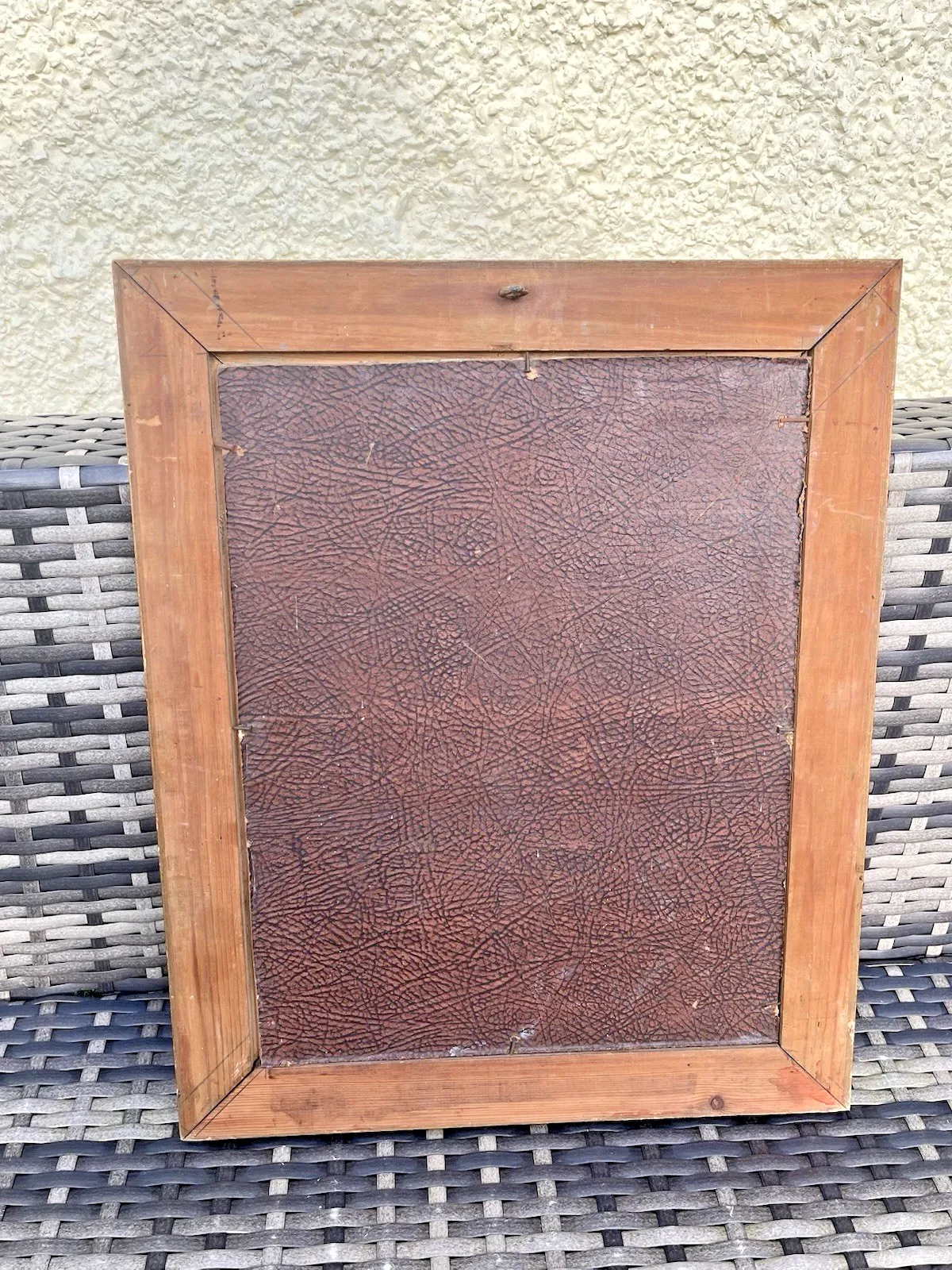 photo for sale Antique C1937 French Comical Angry Crying Baby Portrait Painting Oil Gouache
