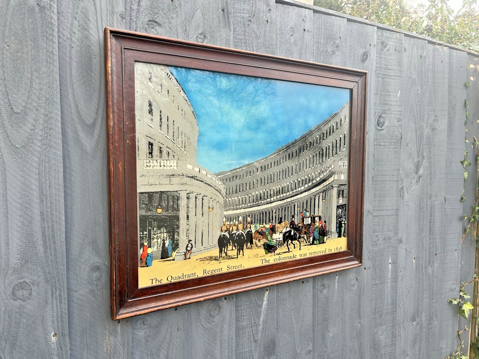 Large Framed Antique The Quadrant Regent Street London Print Guards Horse & Cart photo Art