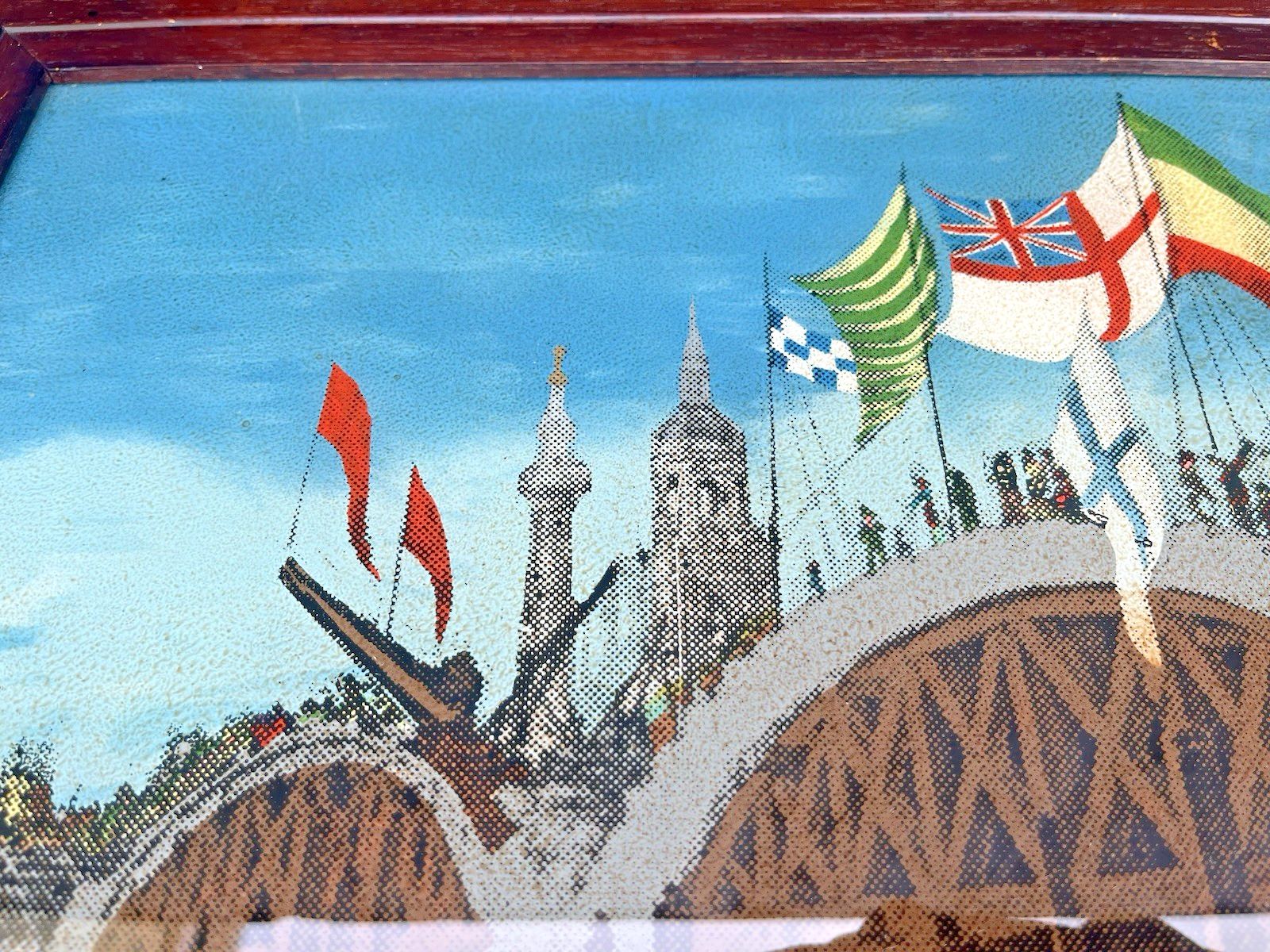 photo for sale Large Framed Antique Lord Mayors Show Old New London Bridge Print Flags Thames