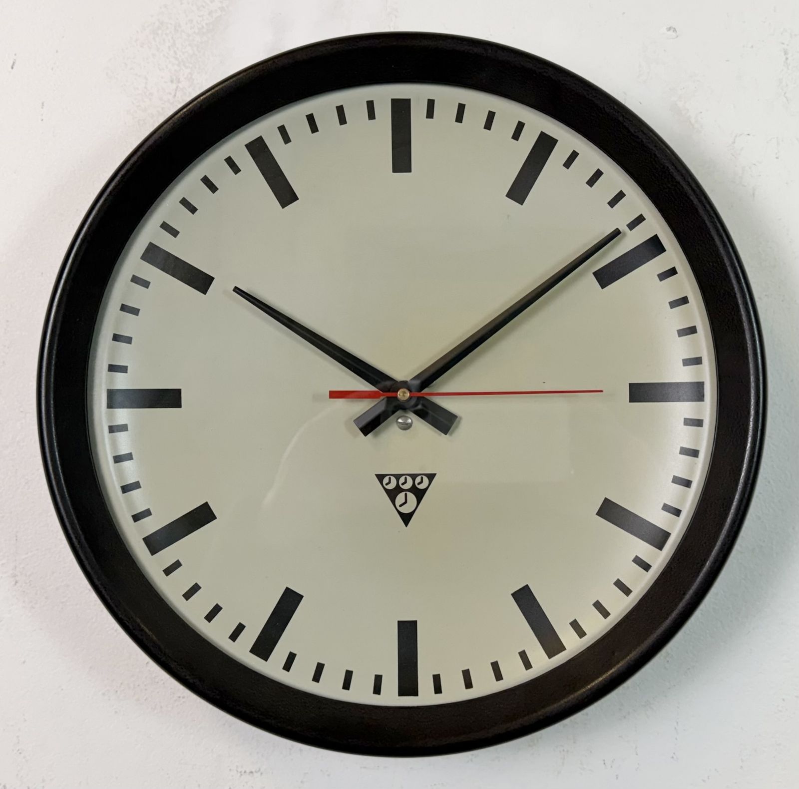 photo for sale Industrial Brown Bakelite Factory Wall Clock From Pragotron, 1960s