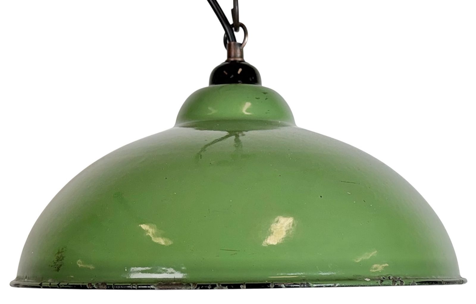 Industrial Green Enamel Factory Pendant Lamp, 1960s, 2x