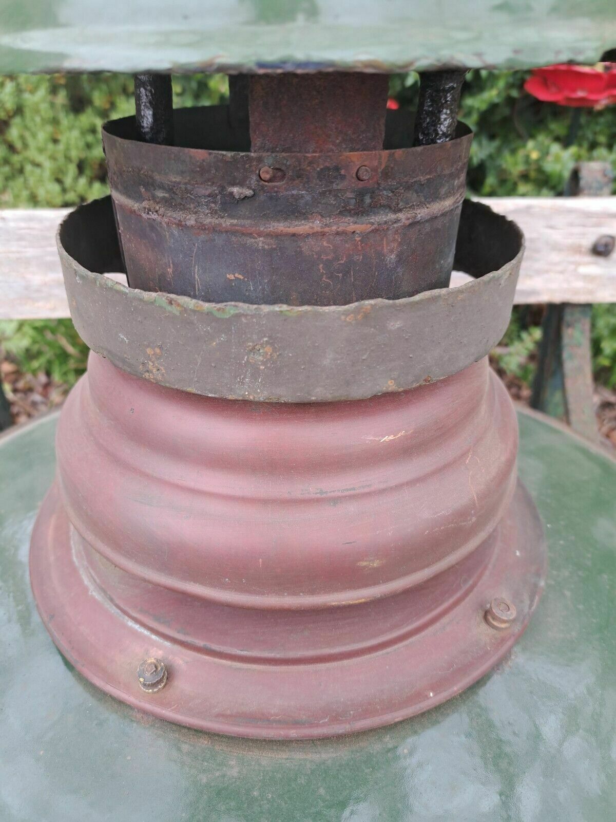 Rare Large Antique Enamelled Green Shade Hanging Gas Light   Repairs   Display Or Resoration photo buy