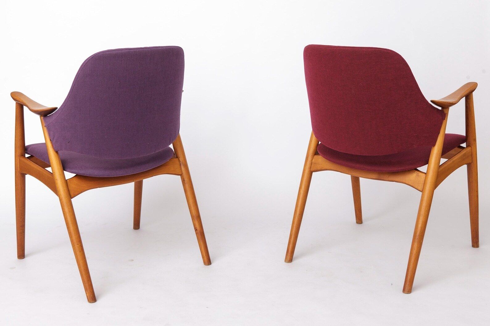 photo for sale Vintage Lounge Stoelen, Set Van 4 – Duitsland, Ca. Jaren 1960, Beukenhout, Opnieuw Bekleed, Mid Century Woonkamerstoelen