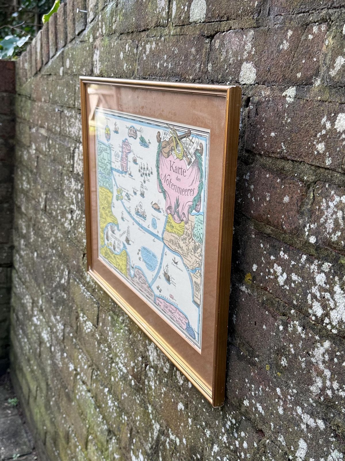 photo for sale Unusual Vintage Music Map   German Karte Des Notenmeeres Musical Map Framed Print