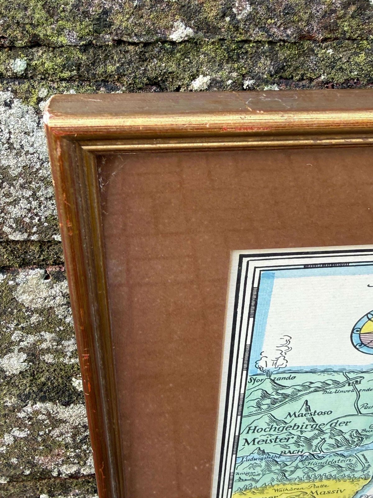 photo buy Unusual Vintage Music Map   German Karte Des Notenmeeres Musical Map Framed Print